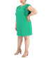 ფოტო #3 პროდუქტის Plus Size Jewel-Neck Pleat-Sleeve Dress