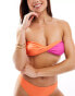 Noisy May twist front bikini top in orange & pink