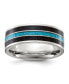 Фото #1 товара Stainless Steel Turquoise & Black Star Sandstone Band Ring