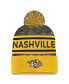 ფოტო #1 პროდუქტის Men's Gold, Navy Nashville Predators Authentic Pro Cuffed Knit Hat with Pom