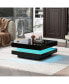 High Gloss Minimalist Design With Plug-In 16-Color LED Lights, 2-Tier Square Coffee Table