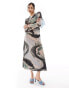 Фото #2 товара ASOS DESIGN mesh wrapped bodice midi dress in swirl print