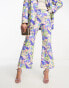 ASOS DESIGN floral tailored dad trouser in blue