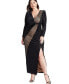 Фото #1 товара Plus Size Patchwork Maxi Dress - 30, Black Onyx
