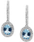 Aquamarine (1-3/4 ct. t.w.) & Diamond (3/8 ct. t.w.) Oval Halo Dangle Hoop Drop Earrings in 14k White Gold