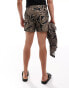 South Beach palm leaf beach short co-ord in black and beige