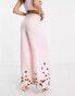 Starlet exclusive embellished wide leg trouser co-ord in vibrant floral