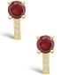 ფოტო #3 პროდუქტის Garnet (2-1/5 ct. t.w.) and Diamond (1/8 ct. t.w.) Stud Earrings in 14K Yellow Gold