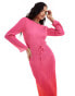 Фото #1 товара Never Fully Dressed ombre plisse midaxi dress in red and pink