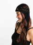 COLLUSION crochet festival skull cap with tie detail in black