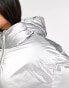 Фото #8 товара Bershka oversized puffer jacket in metallic silver