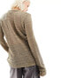 Фото #16 товара COLLUSION Unisex open stitch knitted crewneck in taupe