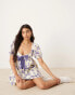 ASOS DESIGN mini smock dress with bow front and lace trims in bow print