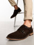 Фото #2 товара ASOS DESIGN monk shoes in brown suede with natural sole