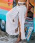 Women's White Smocked Waist Flounce Hem Cover-Up Maxi Skirt