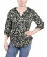 ფოტო #1 პროდუქტის Petite 3/4 Roll Tab Sleeve Y-neck Top