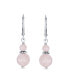 ფოტო #2 პროდუქტის Gemstone Natural Pink Rose Quartz Boho Bali Beaded Rondel Separator Double Ball Round Drop Dangle Earrings .925 Sterling Silver Lever back
