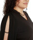 Фото #4 товара Black Label Plus Size Split-Sleeve Chain-Neck Keyhole Top