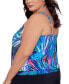 Фото #3 товара Танкини-топ с рисунком Swim Solutions Plus Size Blouson, созданный для Macy's, для женщин