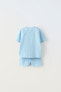 Plush t-shirt and waffle-knit bermuda shorts co-ord