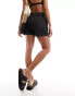 Фото #2 товара In The Style exclusive elasticated waist denim paperbag short in black