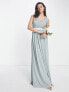 Фото #2 товара TFNC Bridesmaid bow back maxi dress in sage green