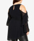 ფოტო #5 პროდუქტის Plus Size Hi Lo Cold Shoulder Long Sleeve Top