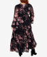 ფოტო #2 პროდუქტის Plus Size Bold Blossom Maxi V-neck Dress