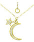 Фото #1 товара Giani Bernini cubic Zirconia Moon & Star Pendant Necklace, 16" + 2" extender, Created for Macy's