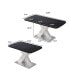 Фото #9 товара Modern Square Dining Table, Stretchable, Printed Black Marble Tabletop, X-Shaped Metal Base
