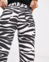 Фото #10 товара Bershka high waisted cropped straight leg jeans in zebra print