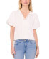 Фото #1 товара Women's Eyelet-Trim Split-Neck Puff-Sleeve Blouse