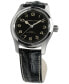 ფოტო #3 პროდუქტის Men’s Swiss Automatic Khaki Field Murph Black Leather Strap Watch 42mm