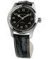 Men’s Swiss Automatic Khaki Field Murph Black Leather Strap Watch 42mm