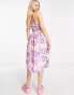 COLLUSION bandeau cut out detail summer midi dress in pink floral