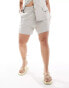 In The Style Plus linen tailored short co-ord in stone