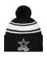 Фото #1 товара Men's Black, White Dallas Cowboys 2022 Sideline Cuffed Pom Knit Hat