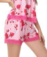 Фото #3 товара Women's Printed Lace Babydoll Tank with the Shorts 2 Pc. Pajama Set