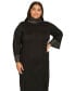 Фото #3 товара Plus Size Embellished Mock Neck Long-Sleeve Dress