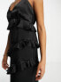 Фото #3 товара Flounce London Tall all over ruffle cami maxi dress in black