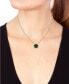 Фото #2 товара EFFY® Malachite & Diamond (1/6 ct. t.w.) Flower Halo 18" Pendant Necklace in 14k Gold