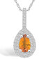 ფოტო #1 პროდუქტის Citrine (7/8 Ct. T.W.) and Diamond (3/8 Ct. T.W.) Halo Pendant Necklace in 14K White Gold