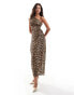 Фото #1 товара Mango one shoulder midi dress in leopard print