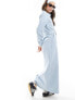 Фото #3 товара Vero Moda long sleeve denim buttondown maxi dress in blue denim