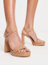 Stradivarius heeled platform sandal in tan