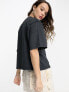 Фото #4 товара Reclaimed Vintage block logo t-shirt in washed charcoal