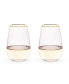 Фото #2 товара Rose Crystal Stemless Wine Glass, Set of 2