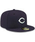 Фото #4 товара Men's Navy Cincinnati Reds Logo White 59FIFTY Fitted Hat