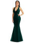 ფოტო #1 პროდუქტის Plunge Neckline Cutout Low Back Stretch Satin Mermaid Dress