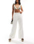 Abercrombie & Fitch ultra wide leg linen blend trouser in white Strahlendes Weiß, W27 - фото #1